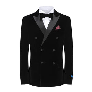 TX900 (VELVET PEAK LAPEL DOUBLE-BREASTED) - BLACK